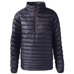 Cotopaxi men’s fuego pullover down jacket in navy/slate, size medium.